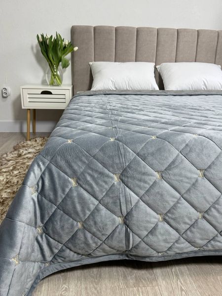 Покривало велюрове сіре LV Koloco Євро розмір Сірий LV фото
