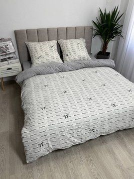 Постільна білизна з бавовни муслін жатка наволчки 70*70 см Colorful Home біла/світло-сіра принт бантики Двоспальний розмір BANTUKU_MIN_MIN фото