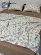 Постельное бельё из хлопка муслин жатка Malloory home коричневое принт цветочный Полутораспальный размер Коричневий з квітами фото 2