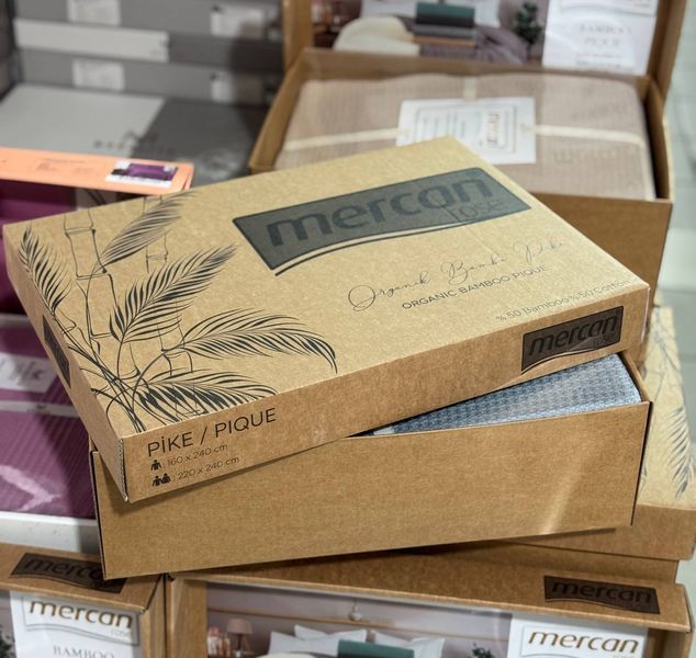 Покрывало летнее вафельное пике белое турецкое ТМ Mercan евро размер Білий Mercan фото
