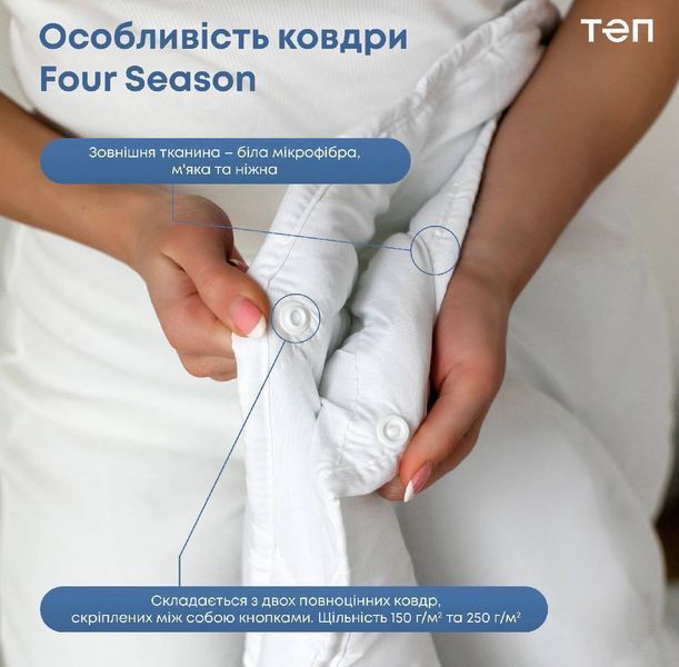 Ковдра 4 сезони біла ТМ ТЕП Євро розмір 4 сезони ТЕП  фото